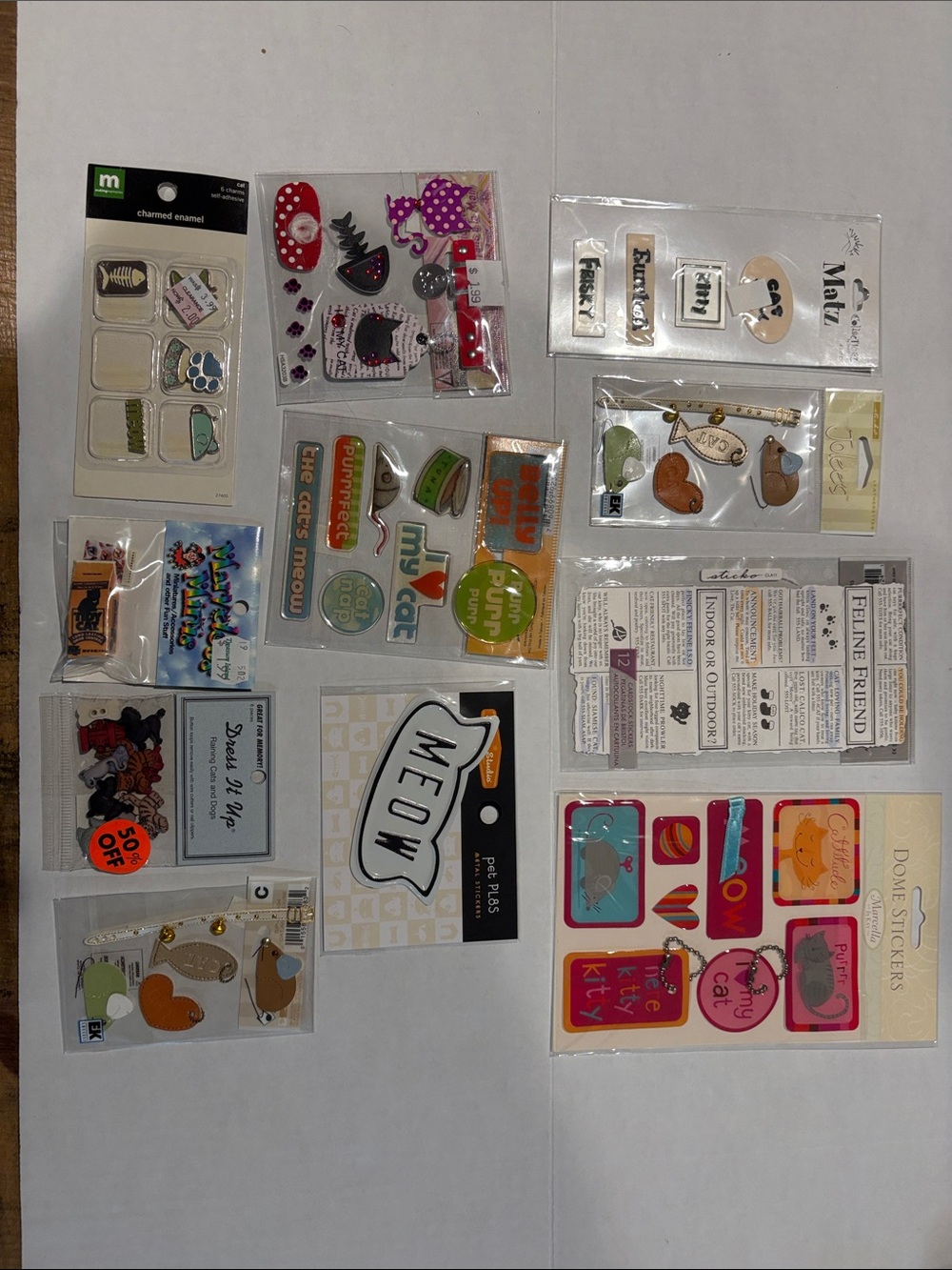 Scrapbooking Assorted Cat-Themed Phone Stickers - Multi-Color lot 13